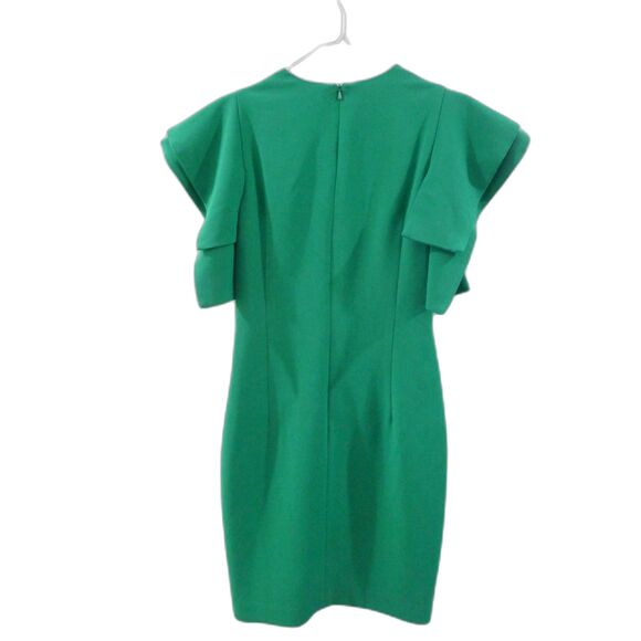 Black Halo Simona Ruffled Crepe Mini - Emerald Green 0 - Picture 3 of 7